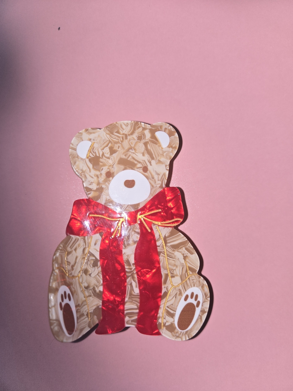 Teddy Bear🐻 With Red Bow🎀 Hair Clip